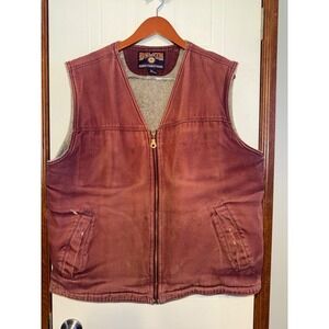 Duluth Trading‎ Co XL Sherpa Fleece Lined Canvas Burgundy Red Work Wear Vest